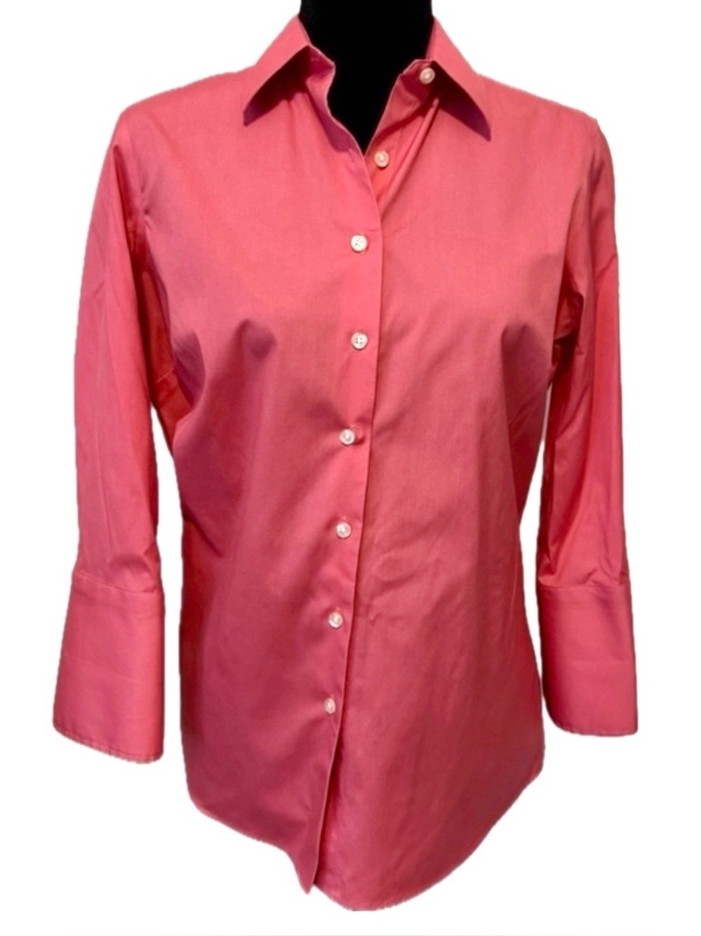 Lands' End Pink Cotton Button Down Shirt S Classic Preppy Workwear Office Blouse - Picture 2 of 8